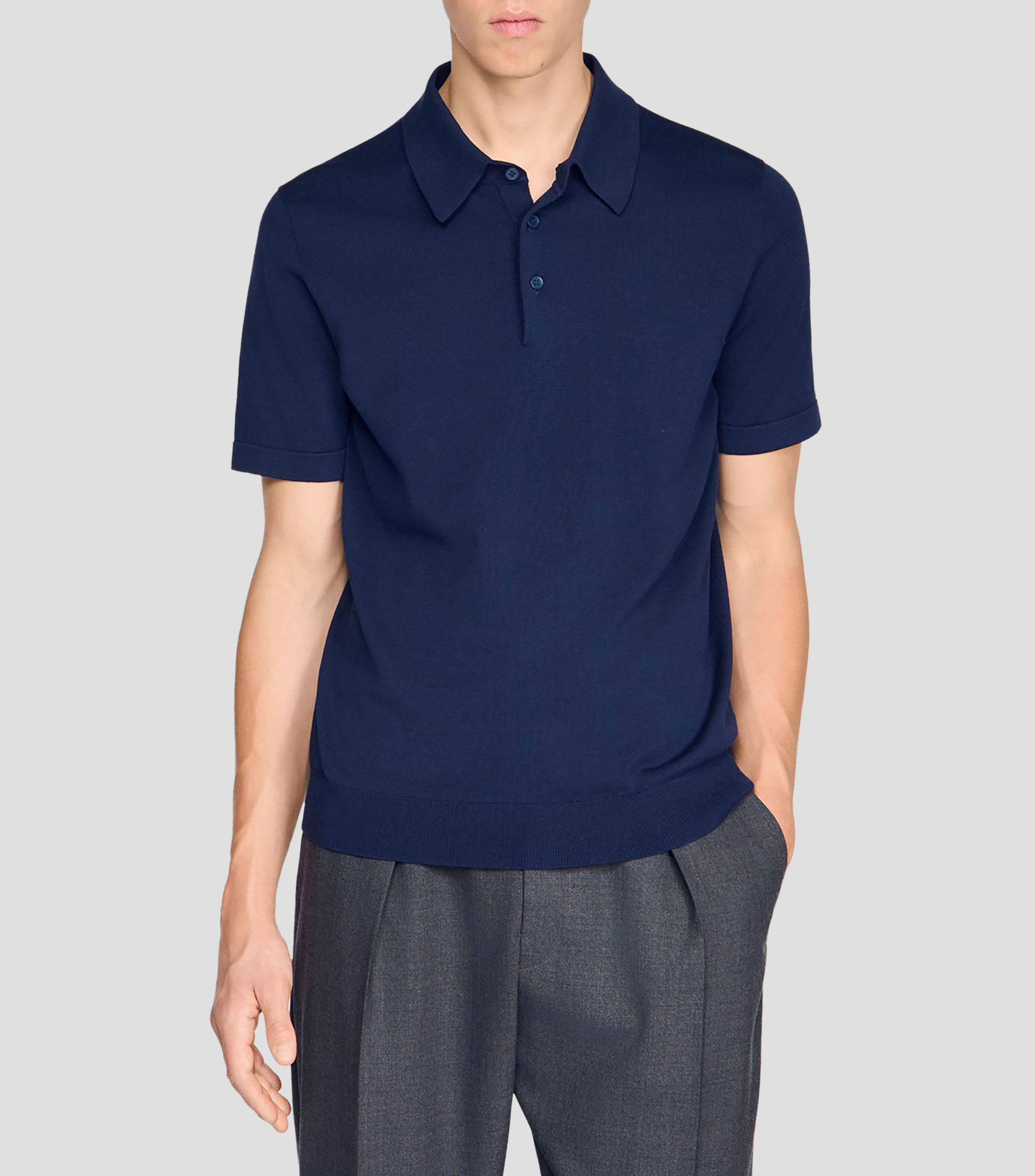 Playera tipo polo manga corta lisa Hombre